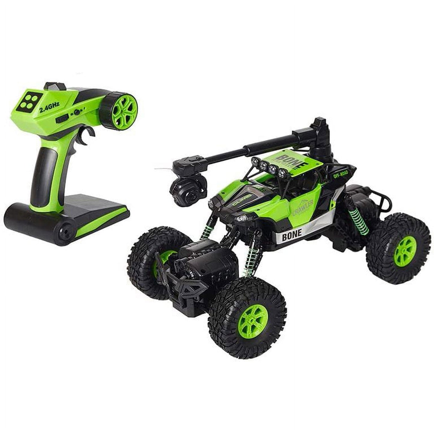 2.4GHz 4WD off-Road Vehicles 1:16 Remote Control Rock Crawler Truck with Wifi 0.3MP Camera , Can Control by Phone, Green