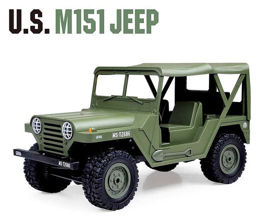 2.4Ghz Remote Control 1/14 Scale U.S M151 Jeep Military Vehicle 4WD Crawler Car RTR (Army Green)