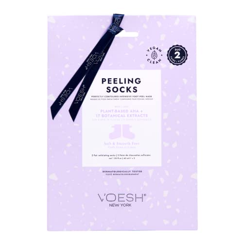 VOESH Peeling Socks Duo, Foot Peeling Mask, Intensive Foot Peel, Callus Remover, Exfoliating Foot Mask, Foot Mask Socks, Foot Peel for Dry Feet, Vegan