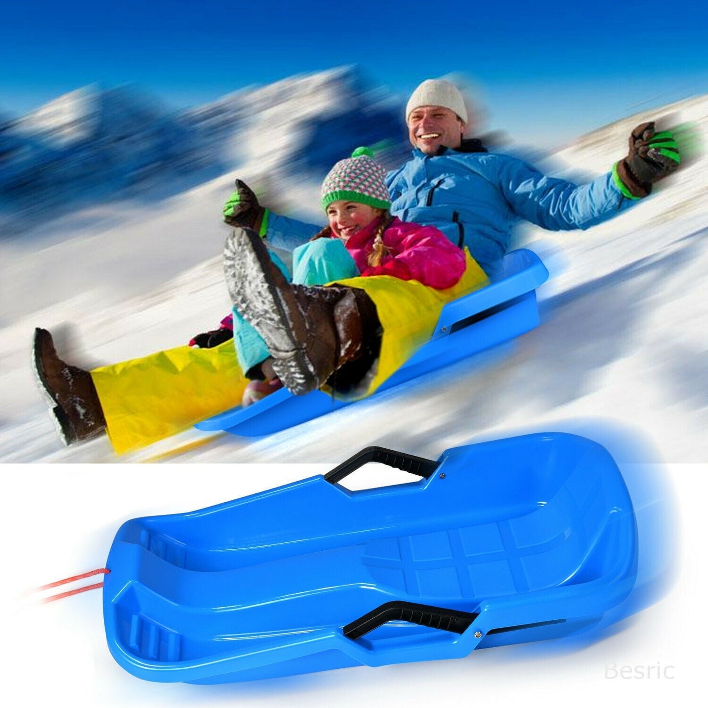 35in Winter Plastic Snow Sled Boat Shape Snow Sledge for Child Kid Adult Pull