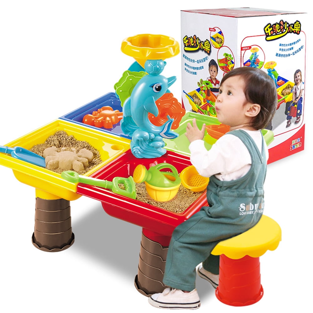 1 Set Children Beach Table Sand Play Toys Set Baby Water Sand Dredging Tools Color Random Color:Beach Table¡¾9829-color Box¡¿