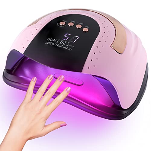 268W UV LED Light Lamp Nail Dryer for Gel Polish with 57 pcs Dual Light Beads 4 Timer Setting and Automatic Sensor