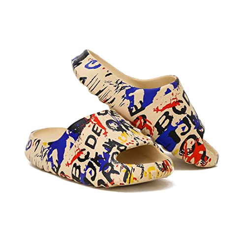 Unisex Pillow Slippers Slides for Women and Men, EVA Comfort Super Soft Quick Drying Rubber Shower Cloud Slides, Lightweight Spa Massage Summer Sandals for Adult Couples Indoor and Outdoor