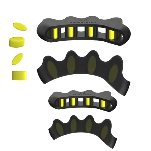 VYCE PrimalStep Fully Adjustable Toe Separators - Over 50% Thicker & More Durable - Doctor Recommended, Multiple Patents Pending - Stretches to Fit - 4 Pack Adjustable Bundle (1 Pair Size S/M & 1 Pair