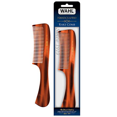 Wahl Beard, Mustache, & Hair Rake Comb for Men's Grooming - Handcrafted & Hand Cut with Cellulose Acetate - Smooth, Rounded Tapered Teeth - Model 3325