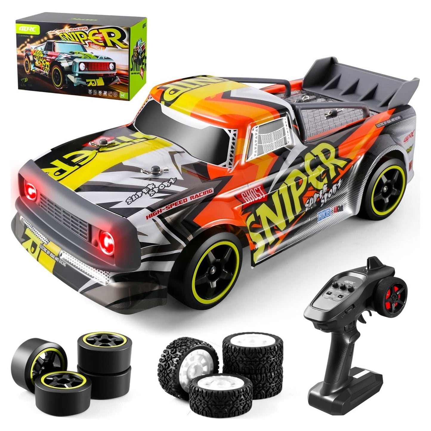 4DRC Car High Speed Remote Control Car 1:16 Scale 30+ MPH 4WD off Road Truck 2 Batteries 50+ Mins Play Gifts