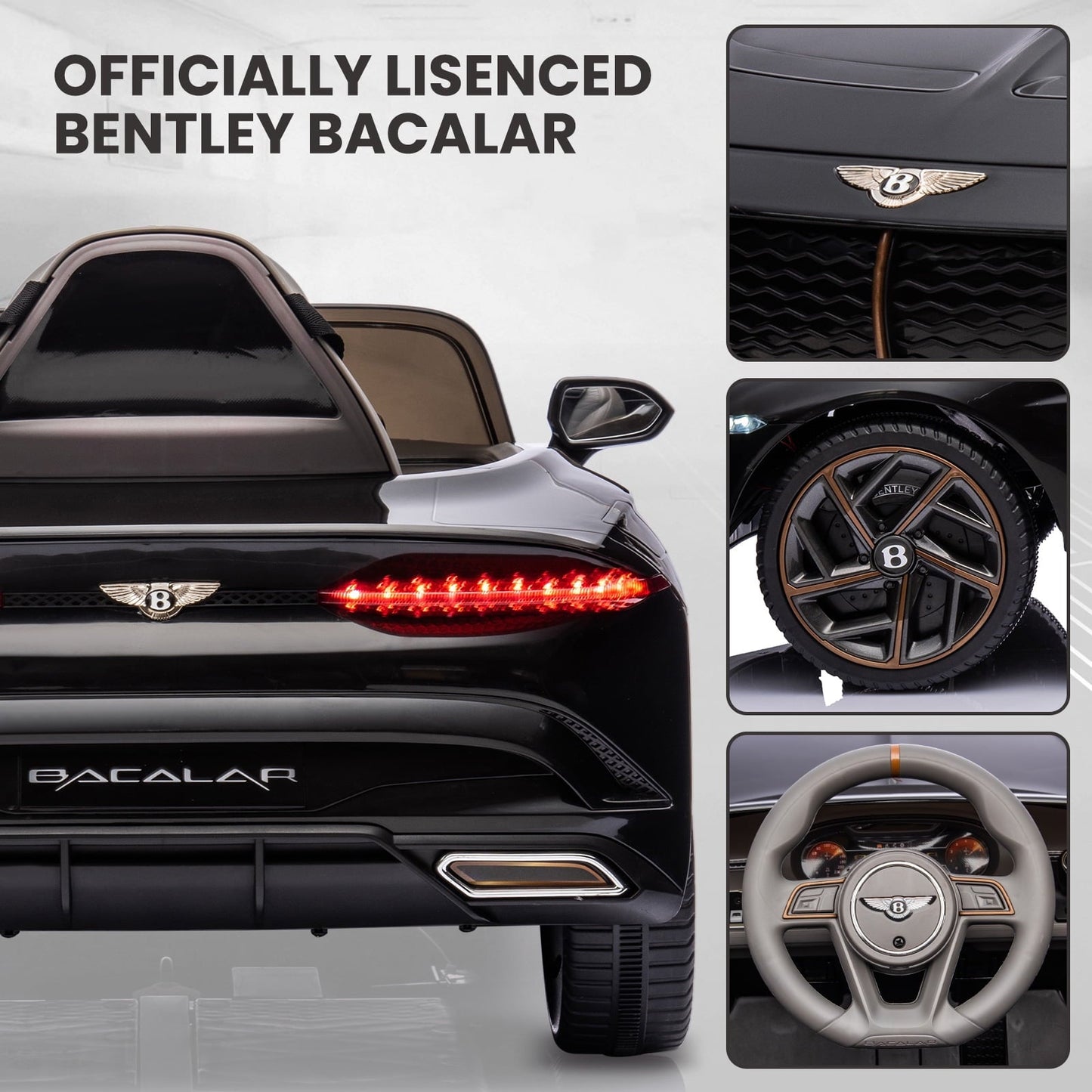 12V Ride on Toy Car, Licensed Bentley Electric Car, Remote Control, 2 Speeds, Kids Cars to Drive Battery Powered Wheels