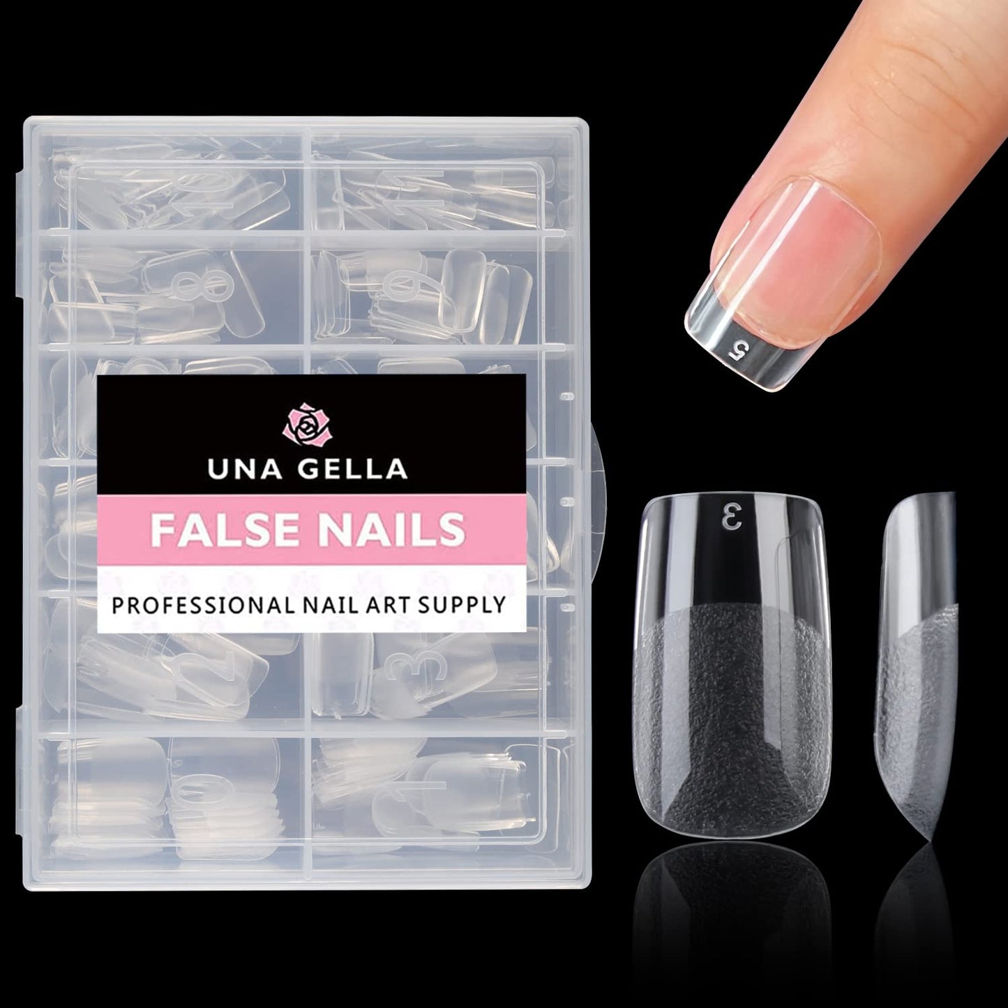 UNA GELLA Short Square Fake Nails 504pcs Short Square Press on Nails Pre-shape Short Square Gel Nail Tips for Full Cover Acrylic Short Square Nails False Nails For Nail Extension DIY Salon 12 Sizes