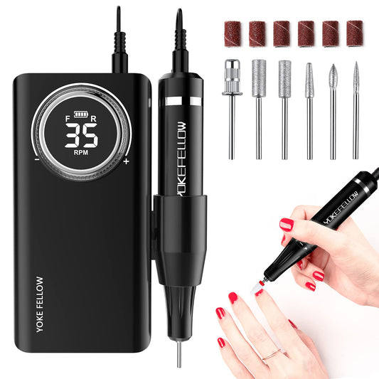 YOKE FELLOW Professional Nail Drill - 35000RPM Nail Drills for Acrylic Nails Professional Nail Drills Machine for Acrylic Removal Polishing Tools Kit for Salon Home Use