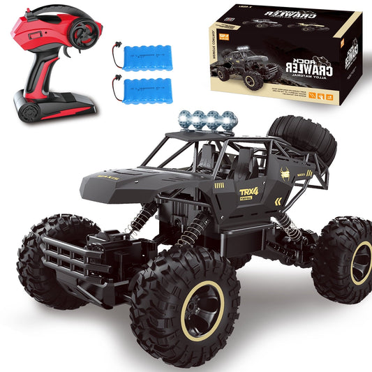 1:12 RC Car, Off Road Truck Remote Control Car Metal Shell 2.4G 4WD Dual Motors, with 2 Batteries Black