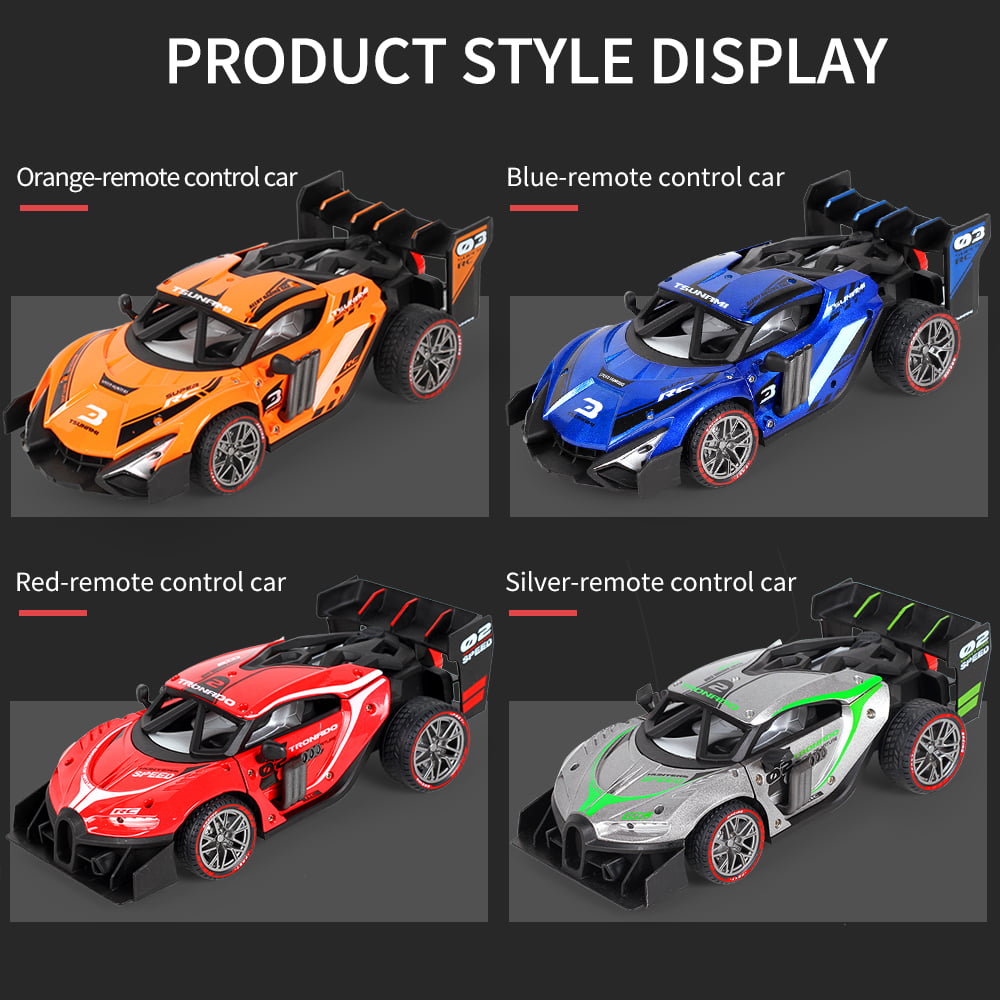 2 Pack Alloy Remote Control Car, 1/18 Scale 2.4g Mhz High-speed Racing Drift Stunt Car, Top Speed 20 Km/h, Waterproof,with Three Rechargeable Batteries and Atomization System, Excellent Xmas Gifts