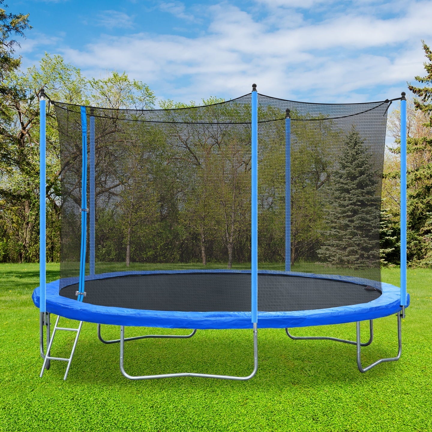 12 FT Recreational Trampoline for Kids, Outdoor Trampoline with Safety Enclosure Net and Ladder, Bounce Jump Trampolines with Steel Tube Legs, for Kids and Adults