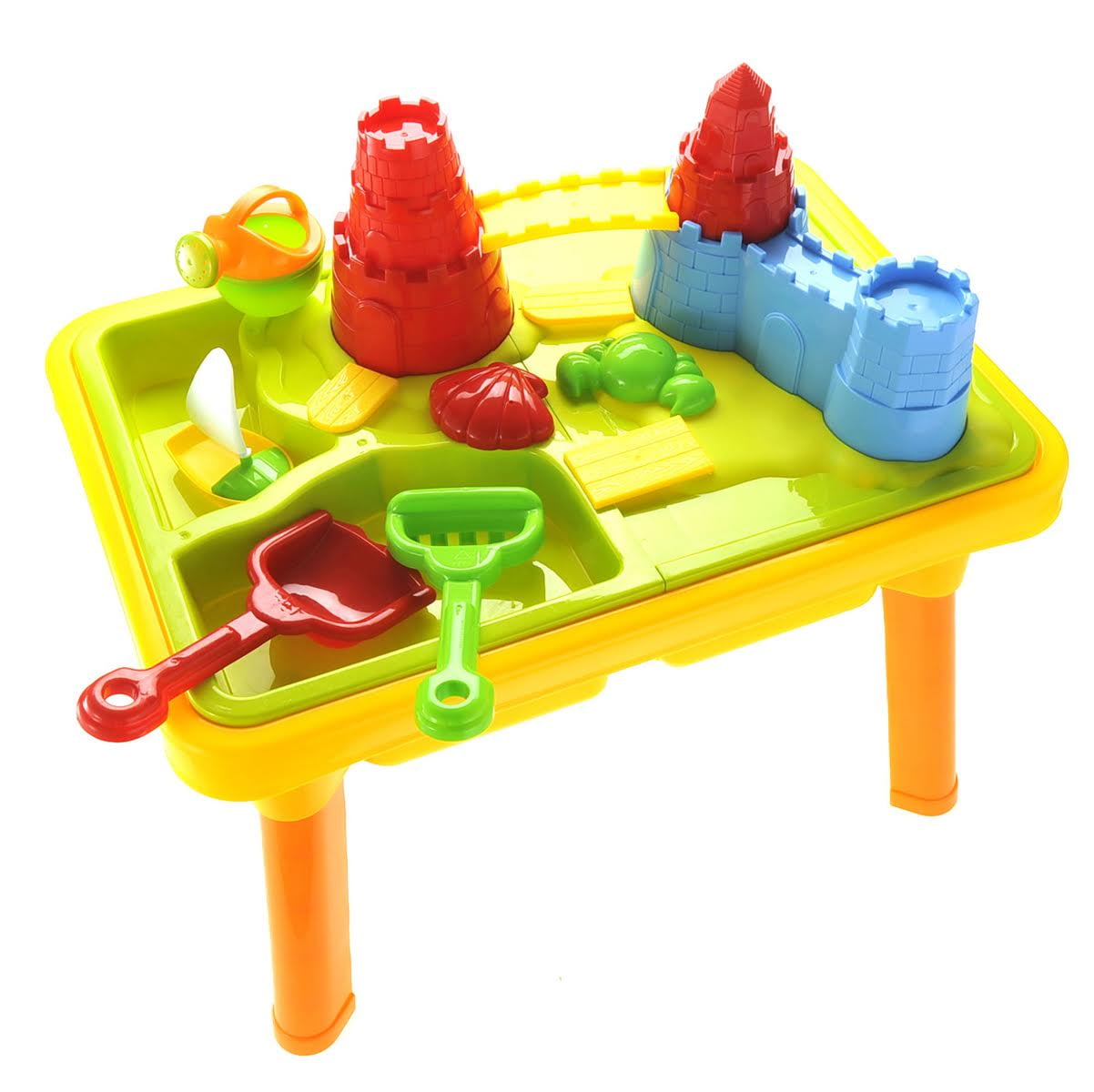 2 In 1 Sand & Water Table for Toddler - 23'Sandbox Castle Sandbox Activity Table with Cover Sand Table Sensory Table Beach Toys for Kids Play Sand Table