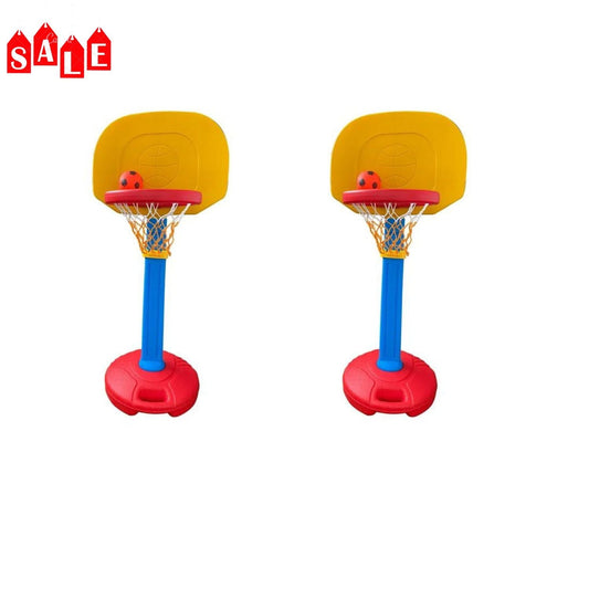 2 PACK Children's outdoor indoor basketball frame toy sports red yellow and blue adjustable height