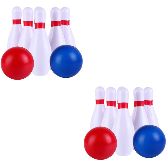 2 Sets Children's Bowling Toy Interactive Kids Games Aldult Toys White Polyurethane Toddler