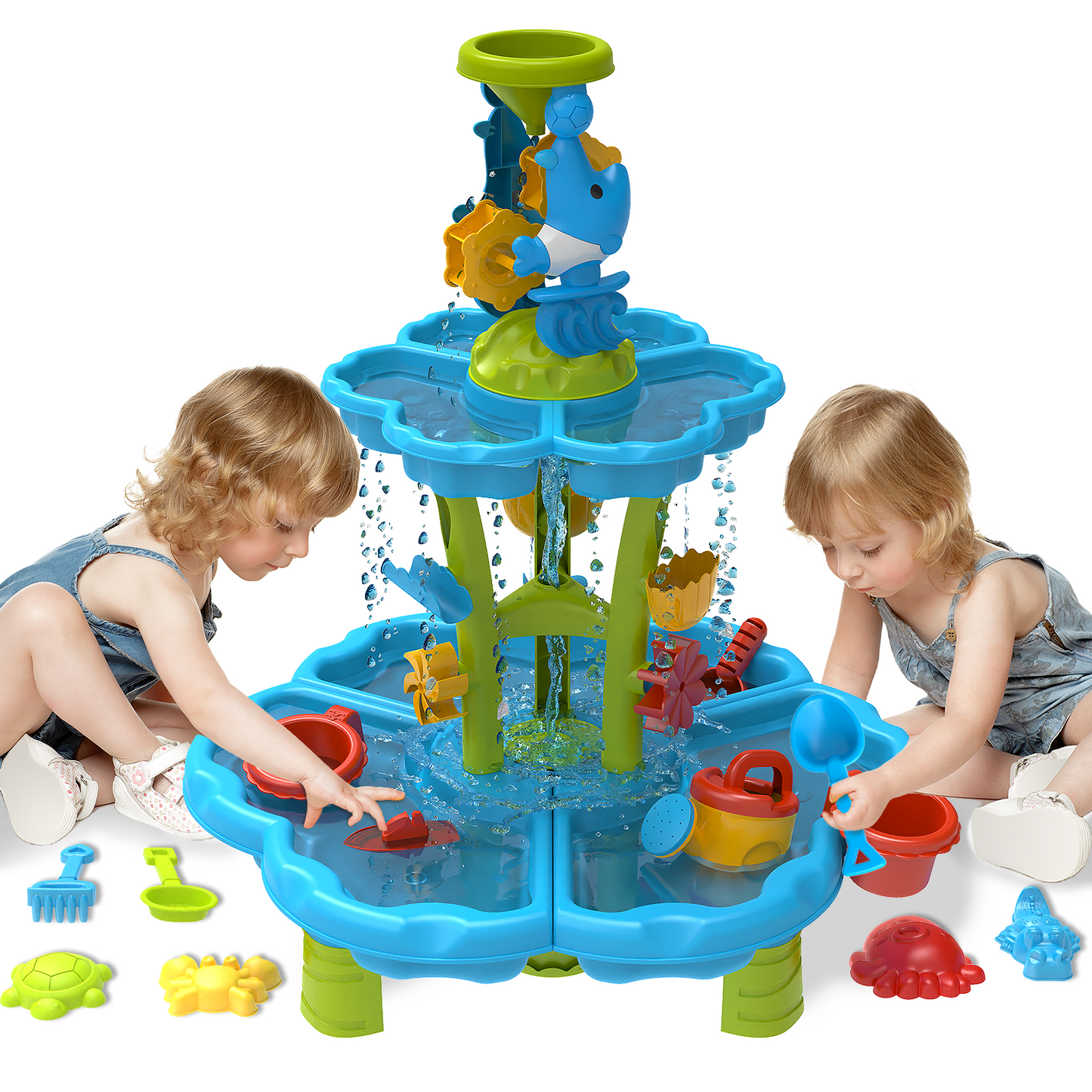 3-Tier Sand and Water Table Toys for Toddlers Sand and Water Table Toy Summer Play Toys for Toddlers Age 3-5
