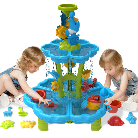 3-Tier Sand and Water Table Toys for Toddlers Sand and Water Table Toy Summer Play Toys for Toddlers Age 3-5