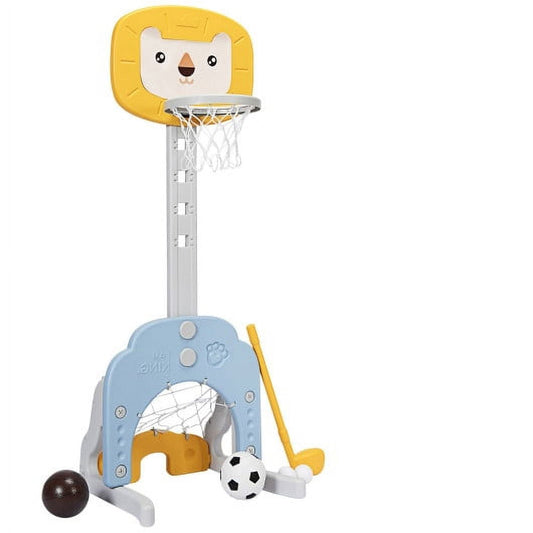 3 in. 1 Adjustable Kids Basketball Hoop Sports Set Yellow