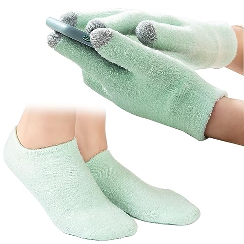 4Pcs Touch Screen Moisturizing Gloves and Socks, Spa Moisturizing Therapy Sock ＆ Glove, Soften Repairing Dry Cracked, Hands Feet Skin Care, Effective in Repair Dry and Chapped Hands and Feet Skin Care