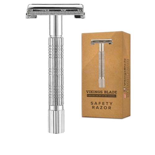 Women Safety Razor by VIKINGS BLADE, Double Edge, Sustainable and Eco Friendly, Twist to Open, Reduces Razor Burn, Smooth, Close, Clean Shave