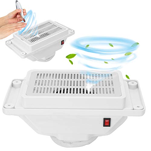 6W Quiet Table Nail Vacuum Cleaner Manicure Pedicure Tool Nail Dust Collector Device with Fan for Professional Nail Salon White(US)
