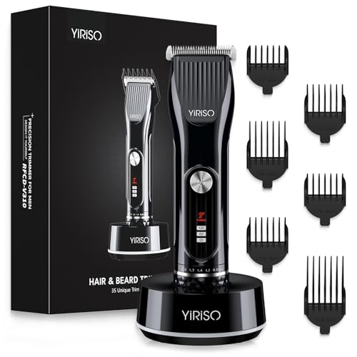 YIRISO Beard Trimmer for Men, Men's Adjustable Hair Clipper Electric Razor Set, Turbo-Powered 7000 RPM Cordless Hair Trimmer Pro with 6 Guide Combs & Rechargeable Dock