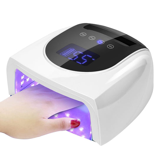 UV Nail Lamp, Rechargeable UV LED Nail Lamp, 96W Cordless UV Light for Nails, Nail Dryer with 4 Timer Setting LCD Display Auto Sensor Curing Lamp for Gel Polish Nail Salon & Home Nail Supplies