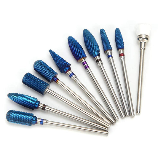 . Life 10Pcs Nail Drill Bits Set - Drill Bits Acrylic Nail File Bits Cuticle Drill Bit Efile Tungsten Nail Bit Nail Grinding Head Fine Grit for Acrylic Gel Nails Cuticle Manicure Pedicure