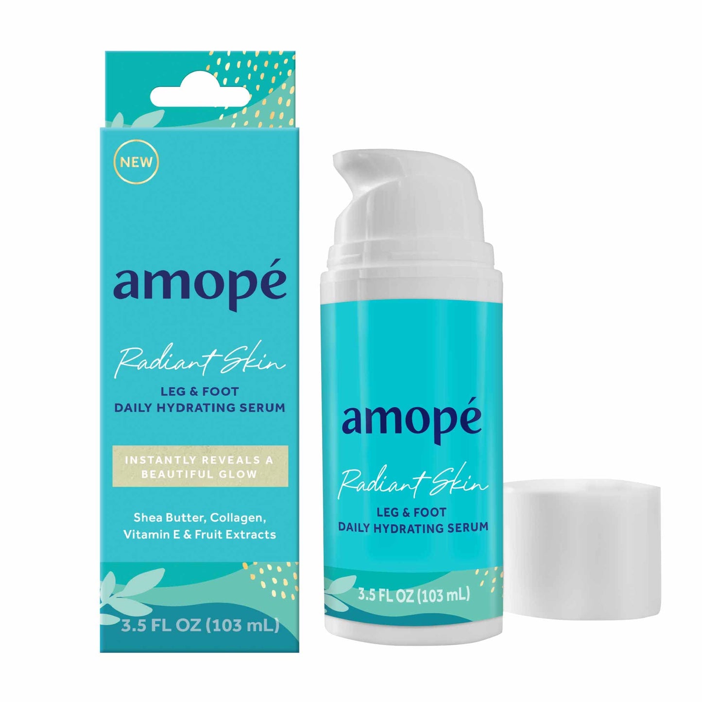 Amope Radiant Glowing Skin Leg & Foot Daily Hydrating Serum, 3.5 FL OZ, Body Lotion, Feet Cream, Moisturizer, Nourishing Complex of Collagen - Shea Butter - Vitamin E