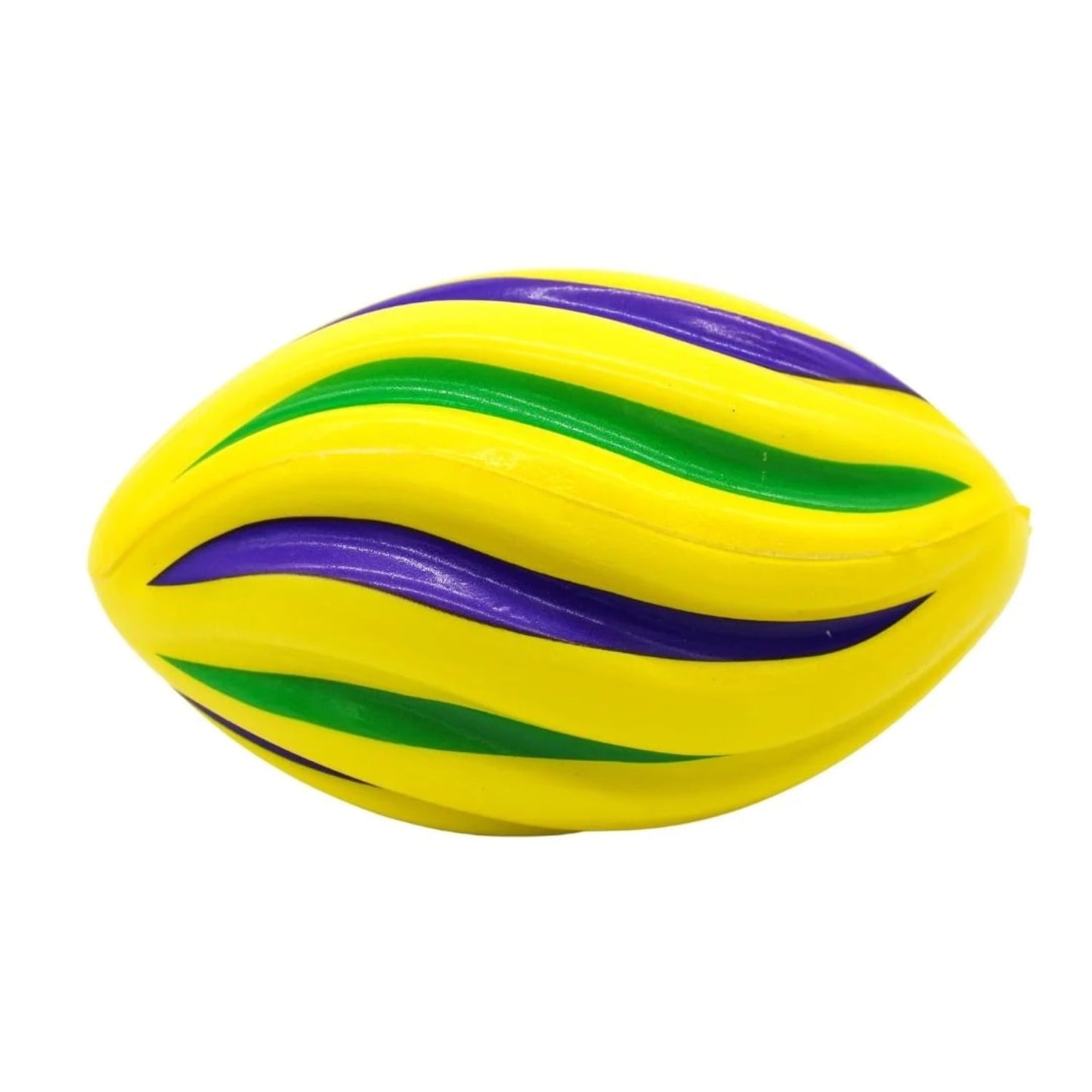 7' Purple, Green, and Yellow Spiral Foam Football (Sack of 40)