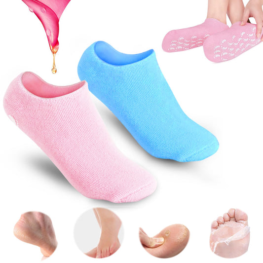 2Pairs Moisturizing Socks - Gel Socks for Dry Cracked Feet Women - Gel Spa Socks for Repairing and Softening Dry Cracked Feet Skins, Gel Lining Infused with Essential Oils and Vitamins