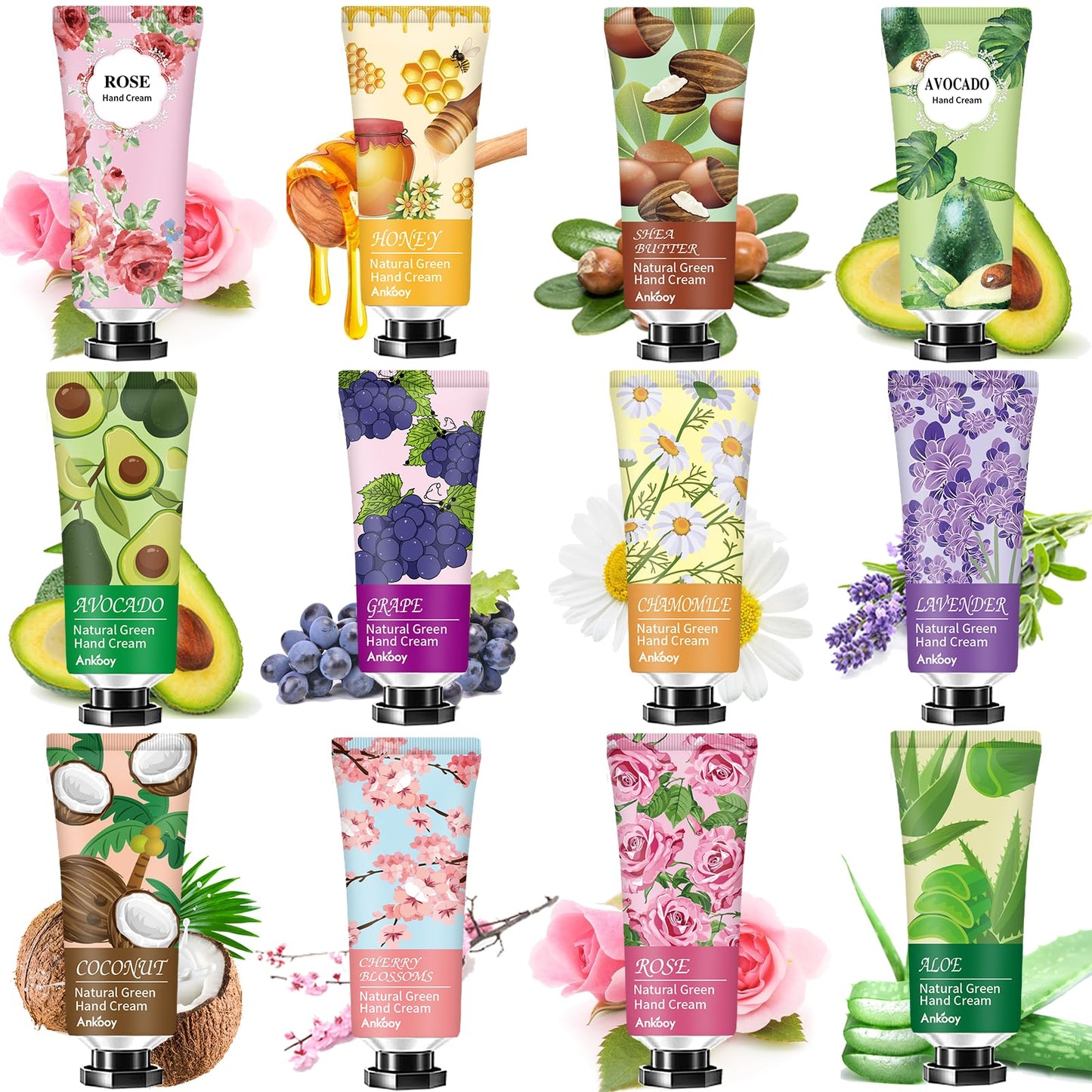 ANKOOY 12 Pack Hand Cream Gift Sets for Women and Girls,Easter Basket Stuffers Moisturizing Hand Lotion Cream For Dry Hands,Bulk Mini Hand Lotion Gift Sets For Mother's Day Valentine's Day Christmas