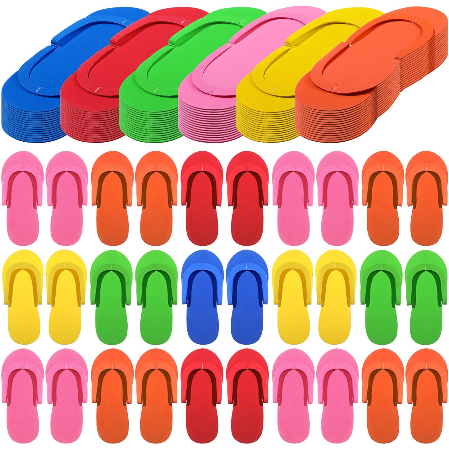 90 Pairs Pedicure Slippers Disposable Flip Flops Foam Multi Color Pedicure Sandals Bulk Spa Party Disposable Pedicure Kit Supplies for Guests Salon Nail Foot Women Men, 6 Colors, 4.53 x 10.43 Inches