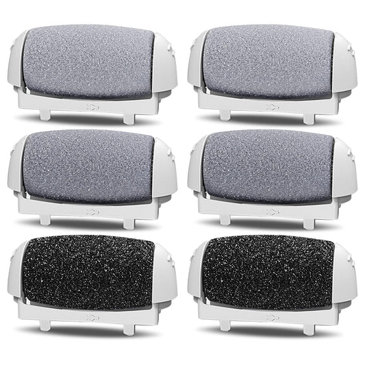 6 Pack Replacement Rollers Heads for Pritch 1138 A Electric Feet File Pedicure Tools, 2 Extra Coarse,2 Regular Coarse,2 Fine Coarse Refill Rollers