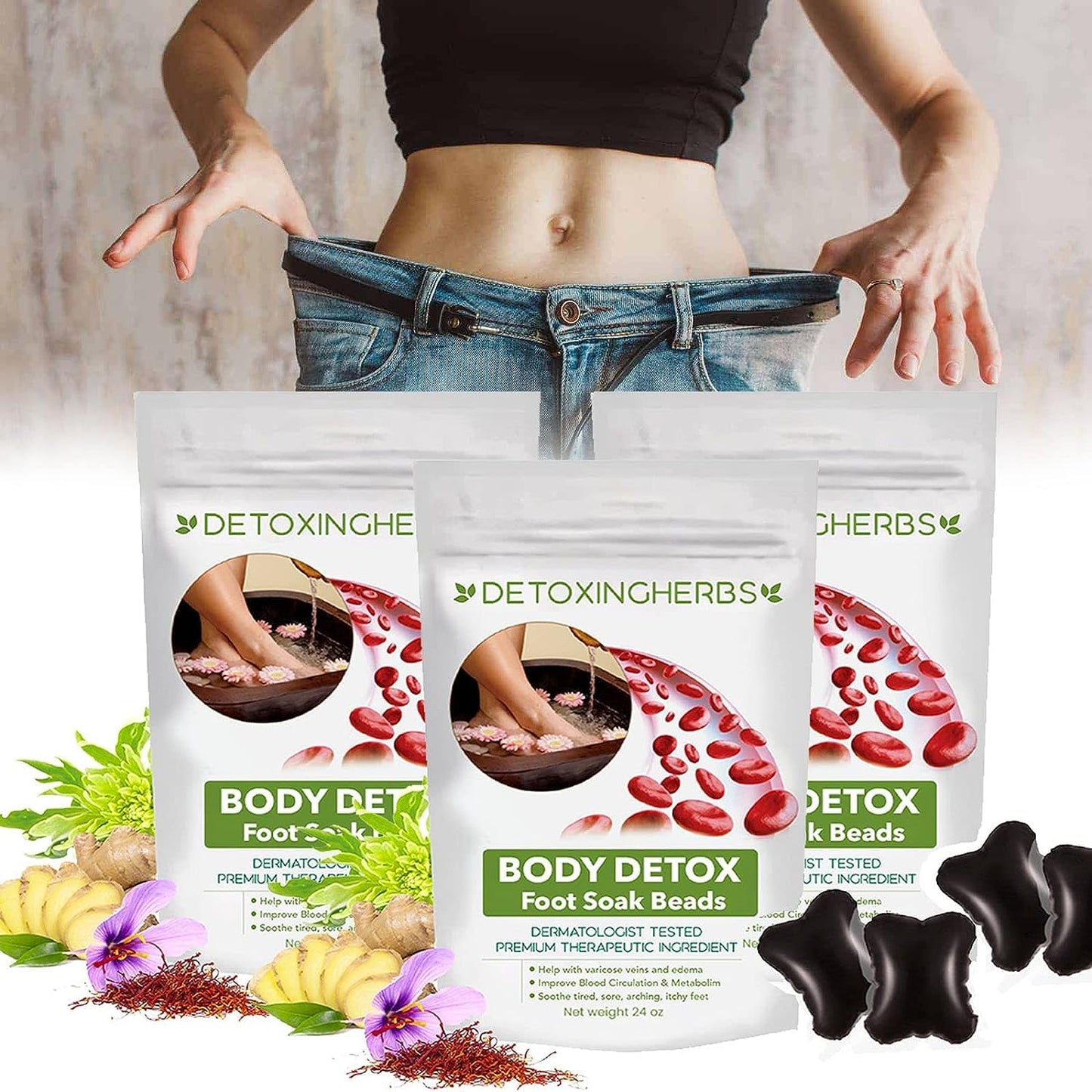 2023 New Detoxingherbs Cleansing Foot Soak Beads,Herbal Detox&Shaping Cleansing Foot Soak Beads,Slimwe Daily (3 Pack)