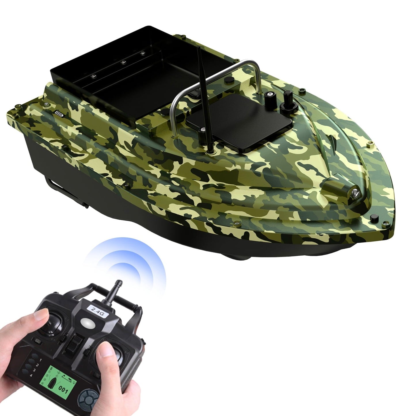 Aibecy Remote Control Ship for Fishing, GPS Fishing Bait Boat with Large Bait Container, 400-500M Remote