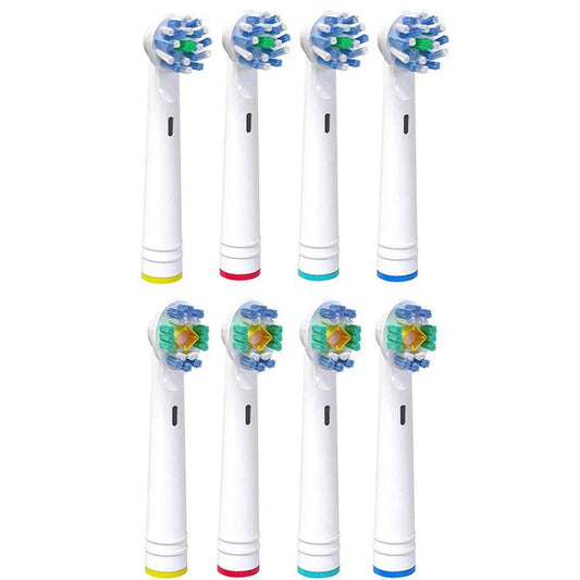 8pc Clean Brush Heads for Oral B-Whiten & Crossaction Mix