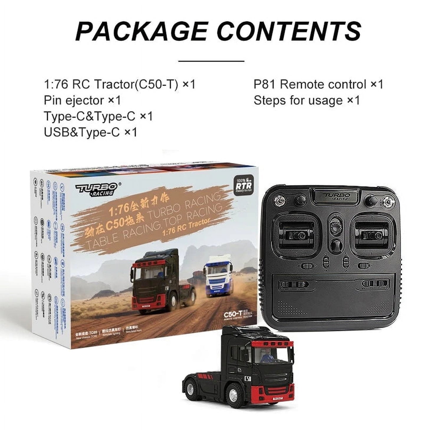 1/76 Turbo Racing C50-T Remote Control Container Truck RTR