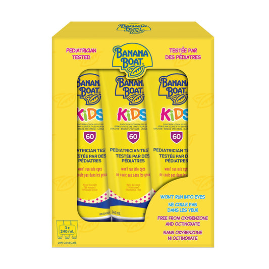 Banana Boat Kids Tear Free Sunscreen Lotion SPF60, 3 x 240 mL
